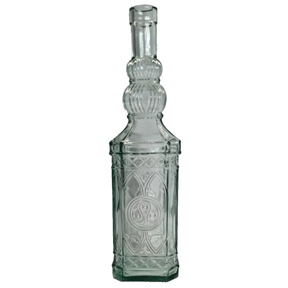 Vintage Old Green Glass Coloured Bottle Gothic Arches Decanter Apothecary - Picture 5 of 7
